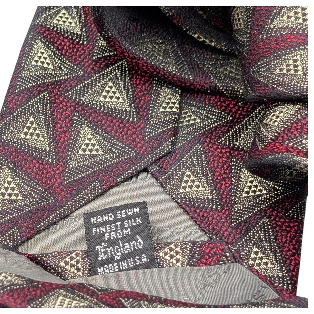 Robert Talbott Best of Class Tie Mens 57" Classic Silk Red Geometric Triangle - Picture 6 of 9